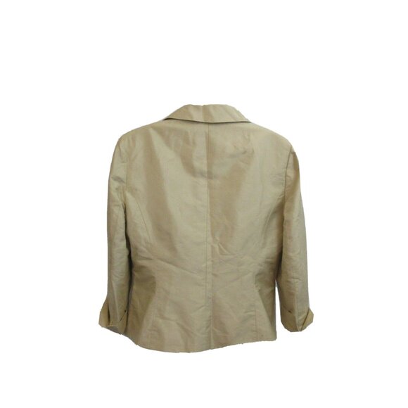 Ann Taylor 100% Silk Blazer Jacket Size 12 Gold Formal Evening Lined Rhinestone - Picture 6 of 12